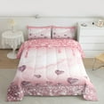 thumbnail image 2 of Homewish Love Heart Diamond Bedding Comforter Set for Girls, Pink Sequin Print Twin Comforter Sets, Romantic Anniversary Reversible Bedding Set, Microfiber Bedroom Decor, 2-Piece, 2 of 8
