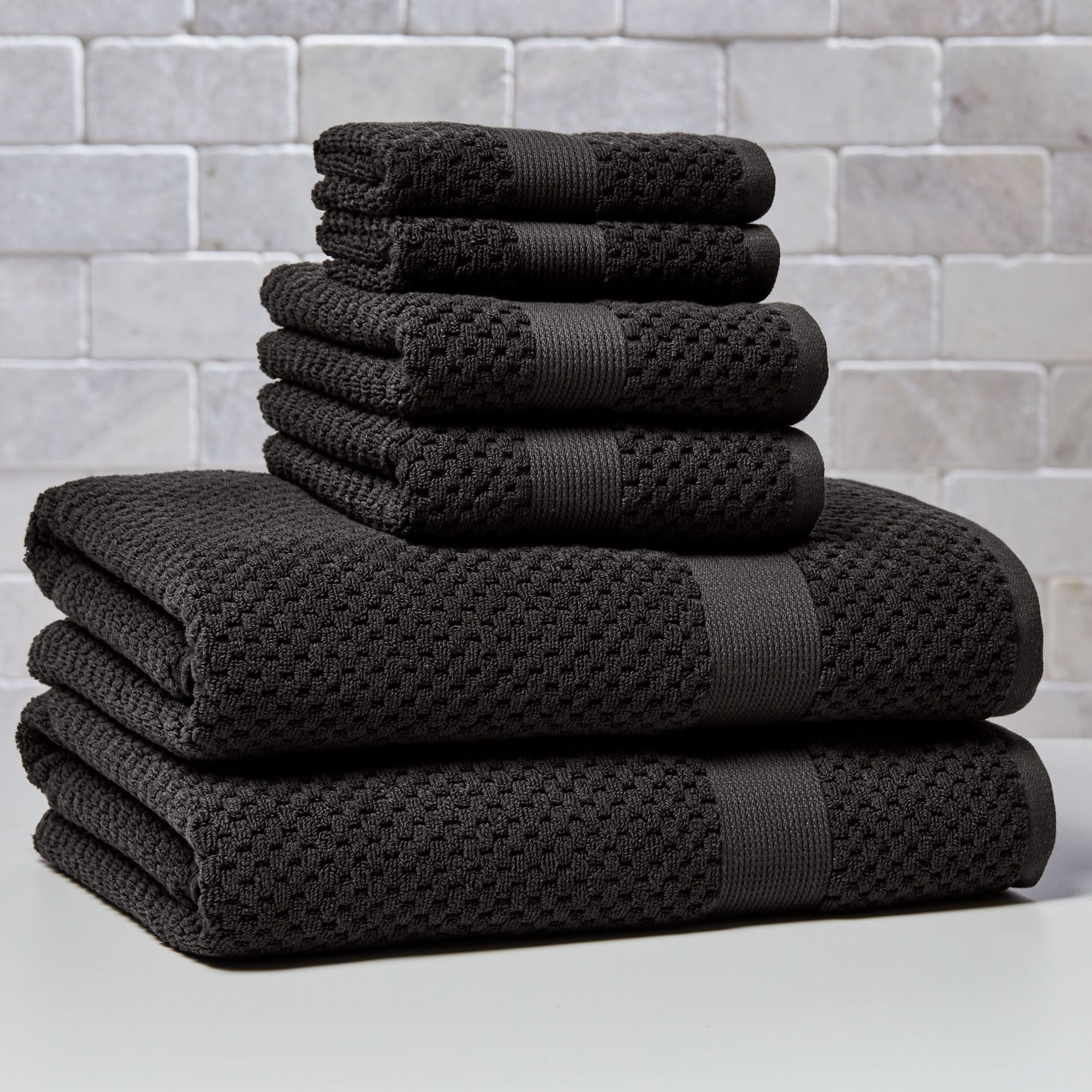 Better Homes & Gardens Signature Soft Cotton Popcorn Textured Washcloth, Grey Shadow