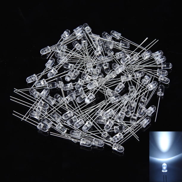 100 Uds. Lámpara LED Ultrabrillante 5mm Diodos Emisores 15000MCD Blanco