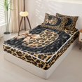thumbnail image 2 of Homewish Cheetah Print Monogrammed Zipper Full Size Comforter Sets with Fitted Sheet and 2 Pillowcases, Initial D Letter Zipper Bedding Set, Gray Reversible, 4-Piece, 2 of 6