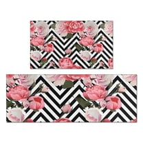 Pioneer Flower Floral Print Pattern Kitchen Rugs Sets Of 2,Anti Fatigue Kitchen Mat Rugs Non Slip Washable,Decorative Kitchen Floor Mats for Kitchen,Sink,Laundry,17"x30" 17"x47"