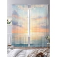 thumbnail image 3 of Ocean Sunset Sheer Curtains 96 Inch Length 2 Panels Set, Modern Orange Blue Oil Painting Seagull Voile Window Treatment Semi Sheer Long Curtains Drapes for Bedroom/Living Room/Kitchen 52"x96"x2, 3 of 7