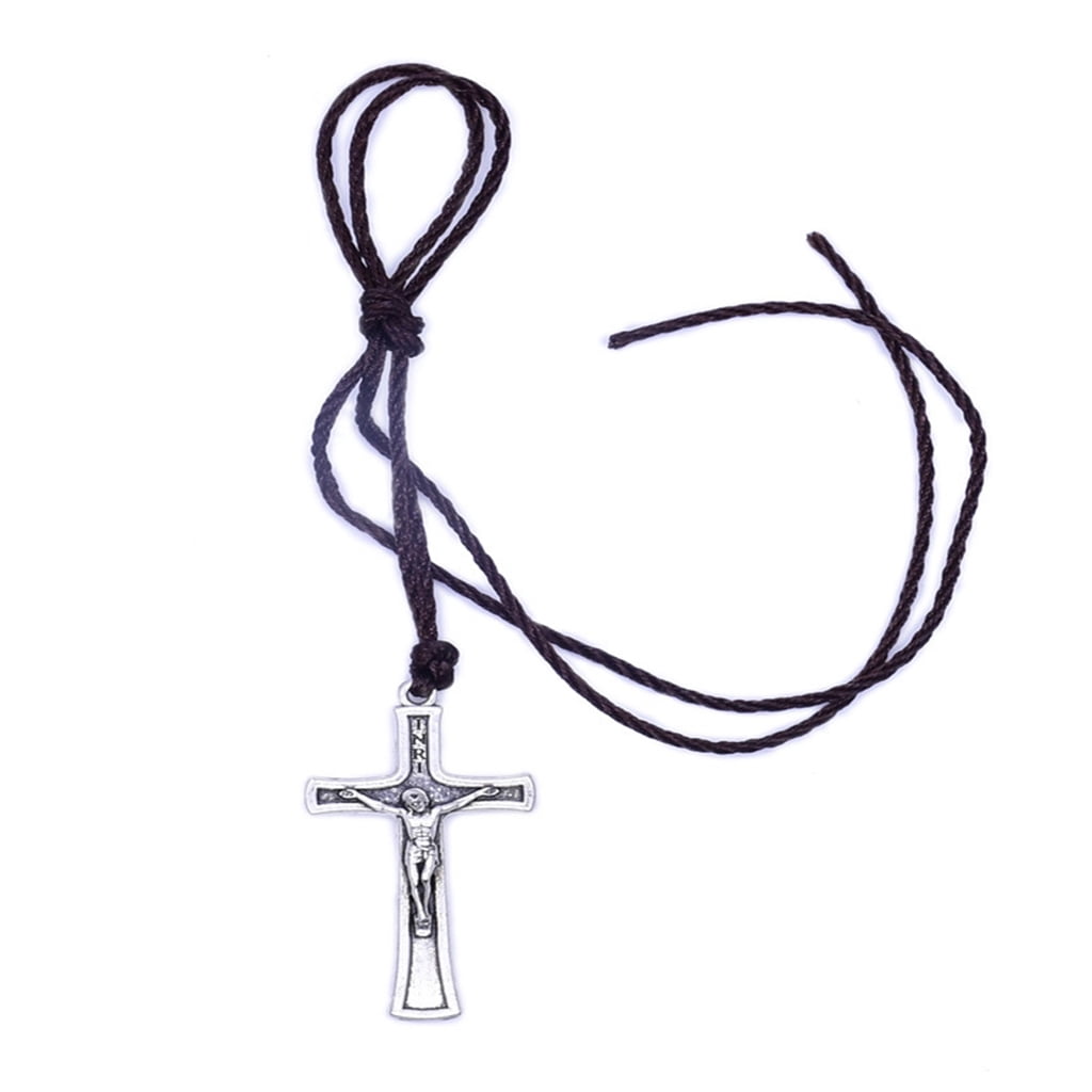 YIEMEEN Retro Rope Jesus for Cross Necklace Pendant Jewelry for Men Women Catholic Religious Christian Charm Gift