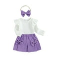 thumbnail image 2 of Baby Girls Skirt Outfits Newborn Flying Sleeve Ribbed Tops and Corduroy Mini Skirt Headband Set Infant Clothes, 2 of 10