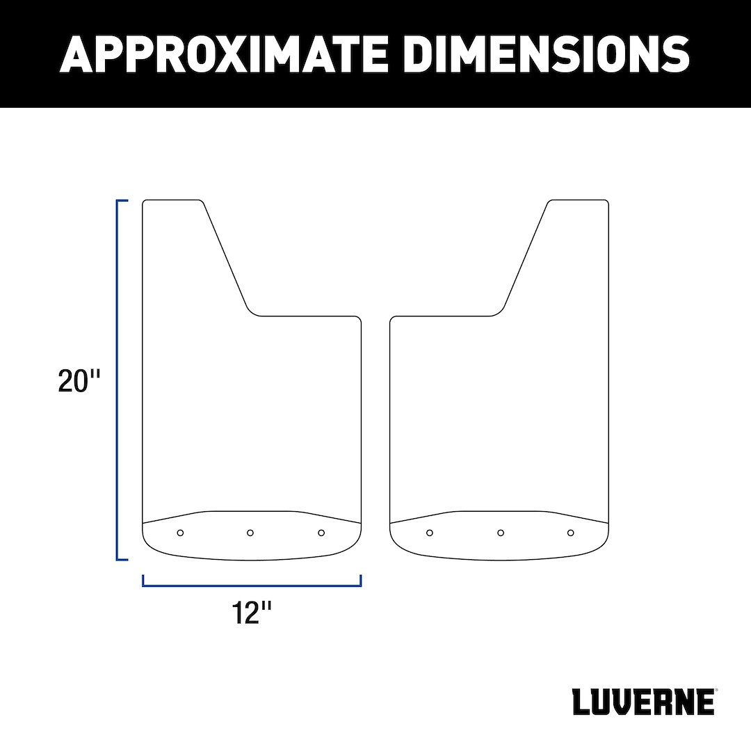 LUVERNE 250931 Rear 12-Inch x 20-Inch Textured Rubber Mud Guards, Select Dodge, Ram 1500, 2500, 2 Flaps Fits select: 2015-2018 CHEVROLET SILVERADO K1500 LT, 2014 CHEVROLET SILVERADO K1500