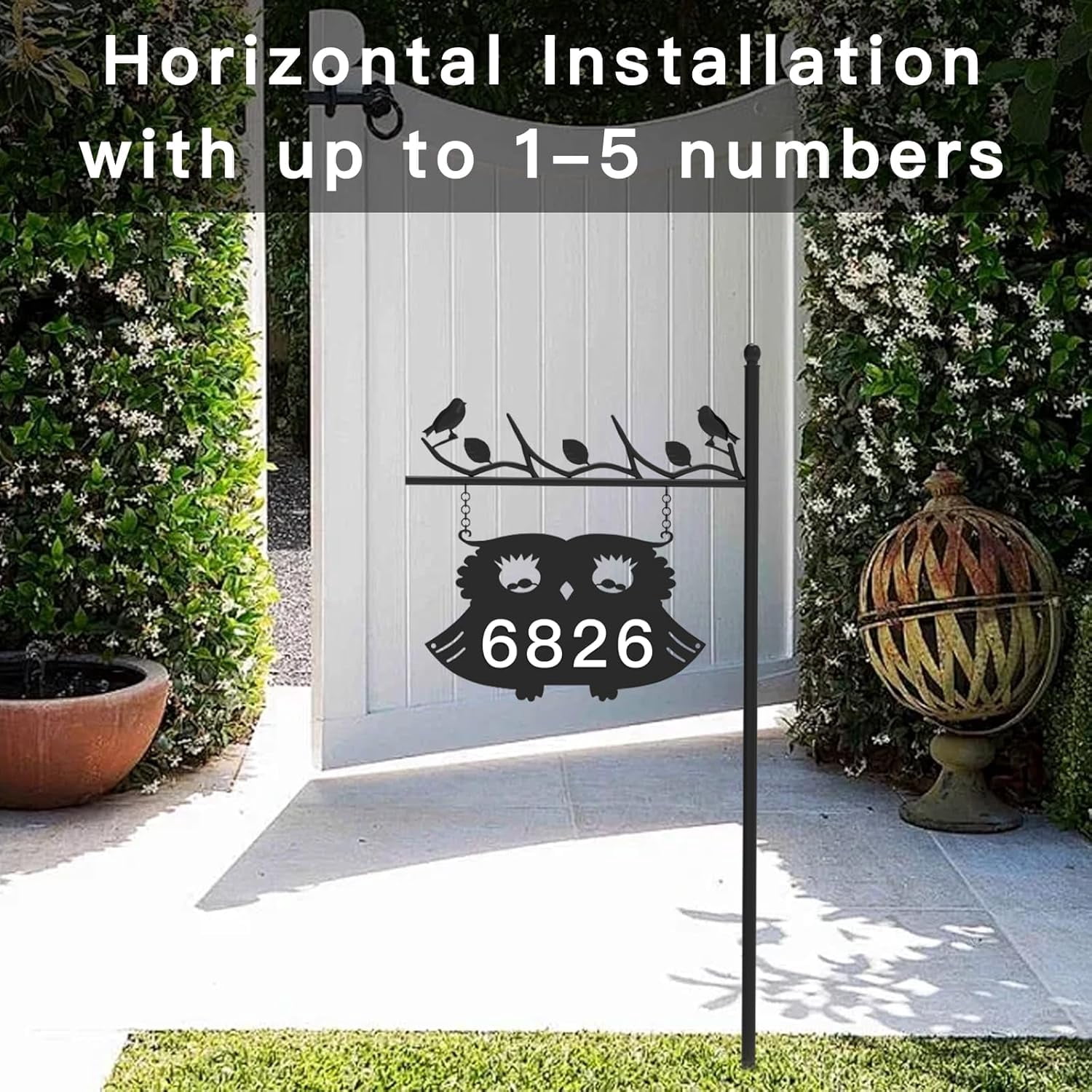 Metal Address Sign for Houses, House Numbers for Outside, Double-Sided Reflective Home Address Sign for Yard, Mailbox Decor Numbers, Address Plaques for High Visibility with Pole