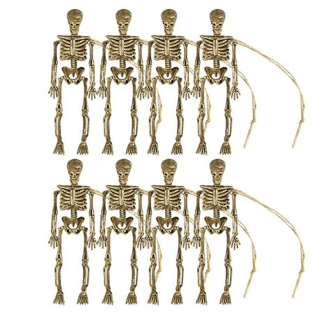 CASAFUN Skeleton Halloween Decorations, Realistic Full Body Movable Posable Joints Skeleton, Creepy Halloween Plastic Skeleton for Graveyard Haunted House Props Indoor/Outdoor Decor