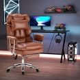 thumbnail image 6 of CONCETTA Executive Ergonomic Home Office Chair with Footrest & Lumbar Support, Big Tall High Back, PU Leather, Adjustable & Swivel, Brown, 6 of 6