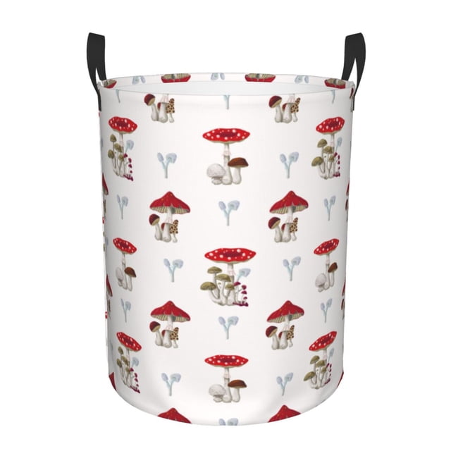 Balery Different Mushrooms Cesta de ropa redonda con asas, impermeable, independiente, para ropa, juguetes, dormitorio y familia-Small