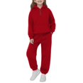 thumbnail image 4 of YunPes Boys and Toddlers' Athletic Sweatsuit Kids Fleece Half Zip Hoodies and Pockets Jogger Pants Fall Winter Clothing Tracksuit, 4 of 9