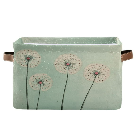 Large Dandelions Foldable Storage Basket,Canvas Fabric Foldable Storage Bins with Handles Open Home Storage Bins Boxes for Toy Book Shelf Closet Baskets