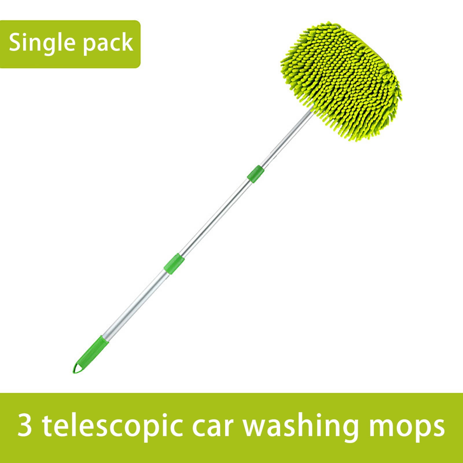 Protoiya Car Wash Brush with Long Handle 15° Bend Car Cleaning Mop 90°  Rotating Chenille Broom Flexible Auto Telescoping Mop Car Windshield Window