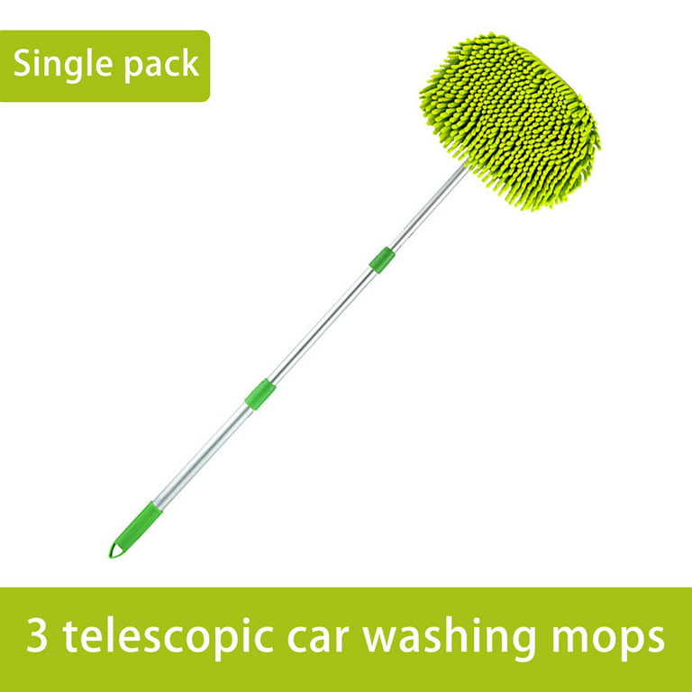 MVEQRRN Upgrade Car Wash Brush with Long Handle,Chenille Microfiber Car Cleaning Brush Supplies Kit Car Wash Mop Accessories Car Washing Brush with