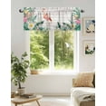 thumbnail image 6 of Curtain Valance for Windows,Watercolor Flamingo Bird Flower Kitchen Valances Rod Pocket Short Curtains,Tropical Leaves Wood Plank Window Treatment Panel for Bedroom Bathroom 42x12in, 6 of 9