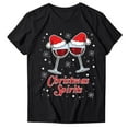 thumbnail image 4 of Gibobby Tops navideños para mujer Navidad Copa de de nieve Impresión O Cuello Manga corta Camiseta suelta Blusa Tops(Negro,G), 4 of 4