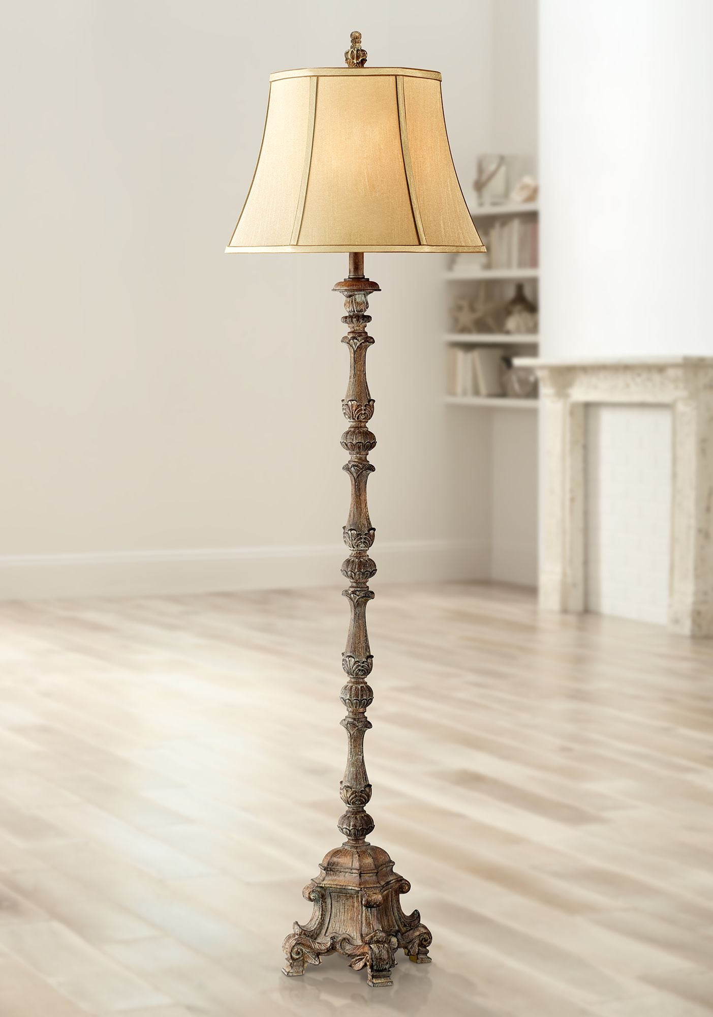 Regency Hill Rustic Floor Lamp French Faux Wood Antique Candlestick