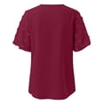 thumbnail image 6 of Sngxgn Women's T-Shirts V-Neck Print Short Sleeve Casual Tee Tops Cute Graphic Shirts Solid Color Blouse(RD1,XL), 6 of 6