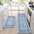 thumbnail image 2 of Boho Kitchen Rugs Set 2 Piece, Farmhouse Kitchen Rugs and Mats Non Skid Washable, Waterproof PVC Kitchen Mats for Floor, Anti Fatigue Floor Comfort Mats, 18'''' x 48'''' + 18'''' x 30'''', Blue, 2 of 6