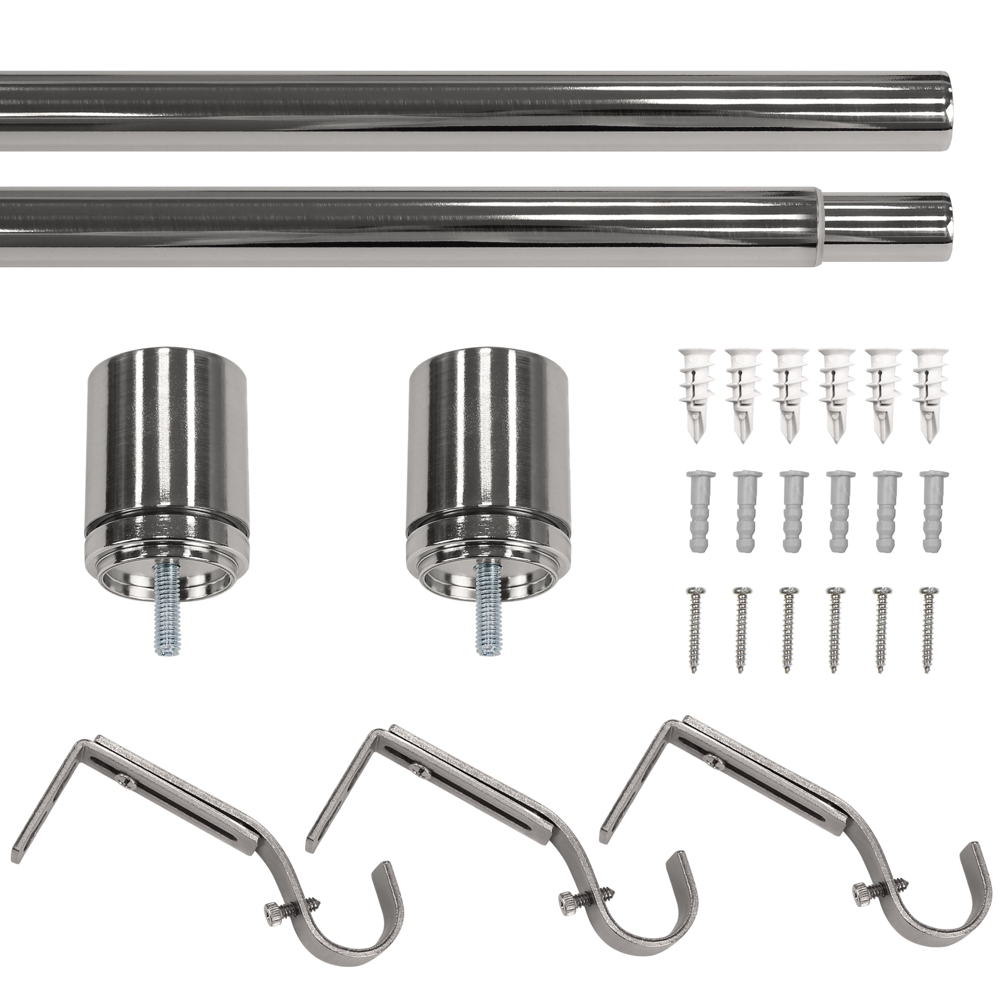 Better Homes & Gardens 1" Brushed Nickel Cylinder Adjustable Curtain Rod, 42-120"