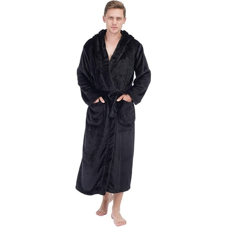 Men'S Flannel Fleece Plush Full Length Loungewear Shawl Housecoat ...