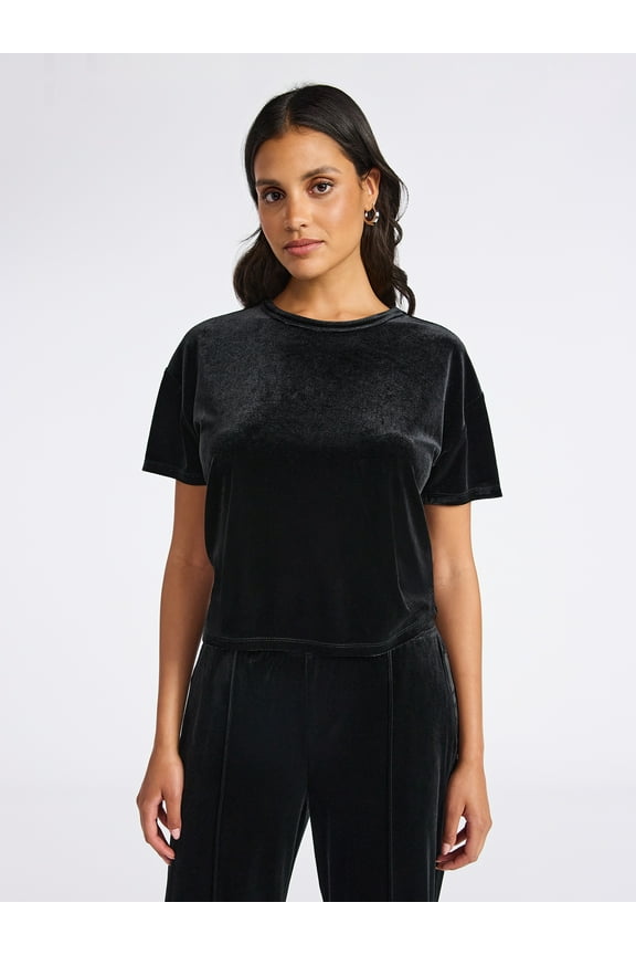 Sofia by Sofia Vergara Women's and Women's Plus Size Boyfriend Velvet Tee, Sizes XS-4X