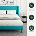 thumbnail image 4 of Amolife Full Size Modern Platform Upholstered Bed Frame with Deluxe Wingback, Lake Blue, 4 of 7