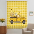 thumbnail image 3 of Farmhouse Truck Sheer Curtains 96 Inches Long, Country Bee Daisy Yellow Buffalo Lattices Light Filering Curtains, Privacy Drapes Simi Floor to Veiling Curtain for Living Room Bedroom Window Treatment, 3 of 9