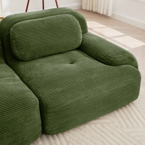 82" Modular Loveseat Sofa - Luxury Corduroy Fabric, Separable Design, Curved Armrests, Anti-Slip Base, High-Resilience Sponge, for Living Room, Bedroom, Audiovisual Room, Olive green