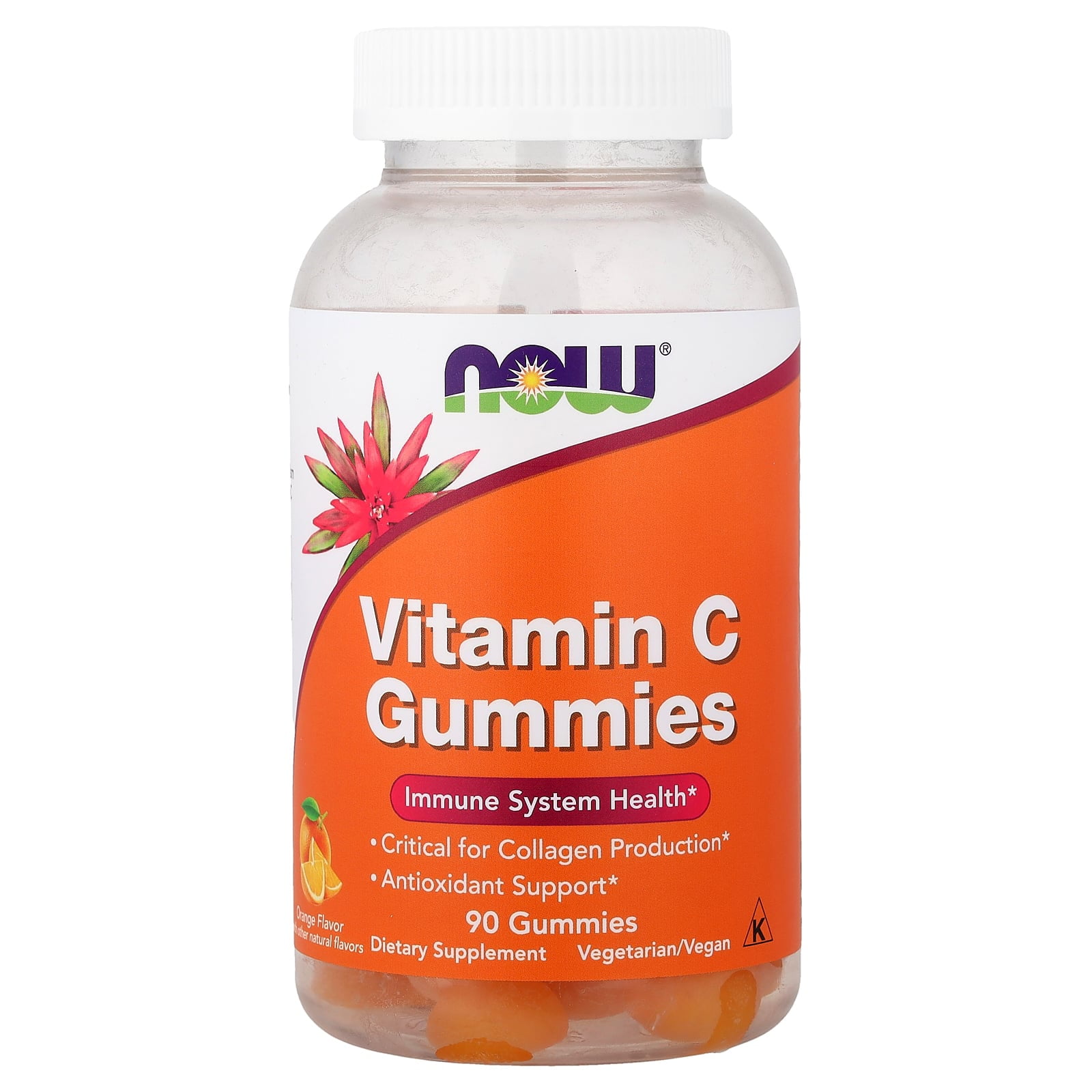 NOW Foods Vitamin C Gummies, Orange, 90 Gummies (125 mg per Gummy)