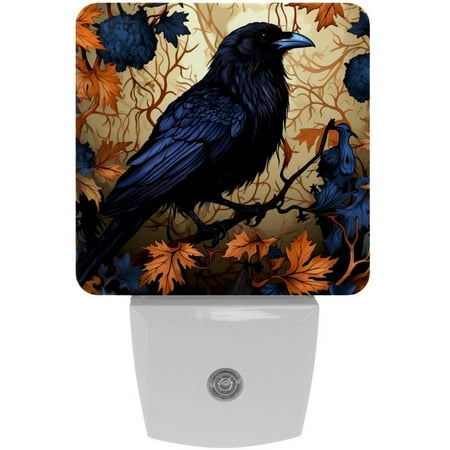 

Crow LED Square Night Lights - Energy Efficient Plug-in Wall Lamp with Auto Sensor Soft Glow Illumination - for Bedroom Nursery Bathroom - Set of 2 White