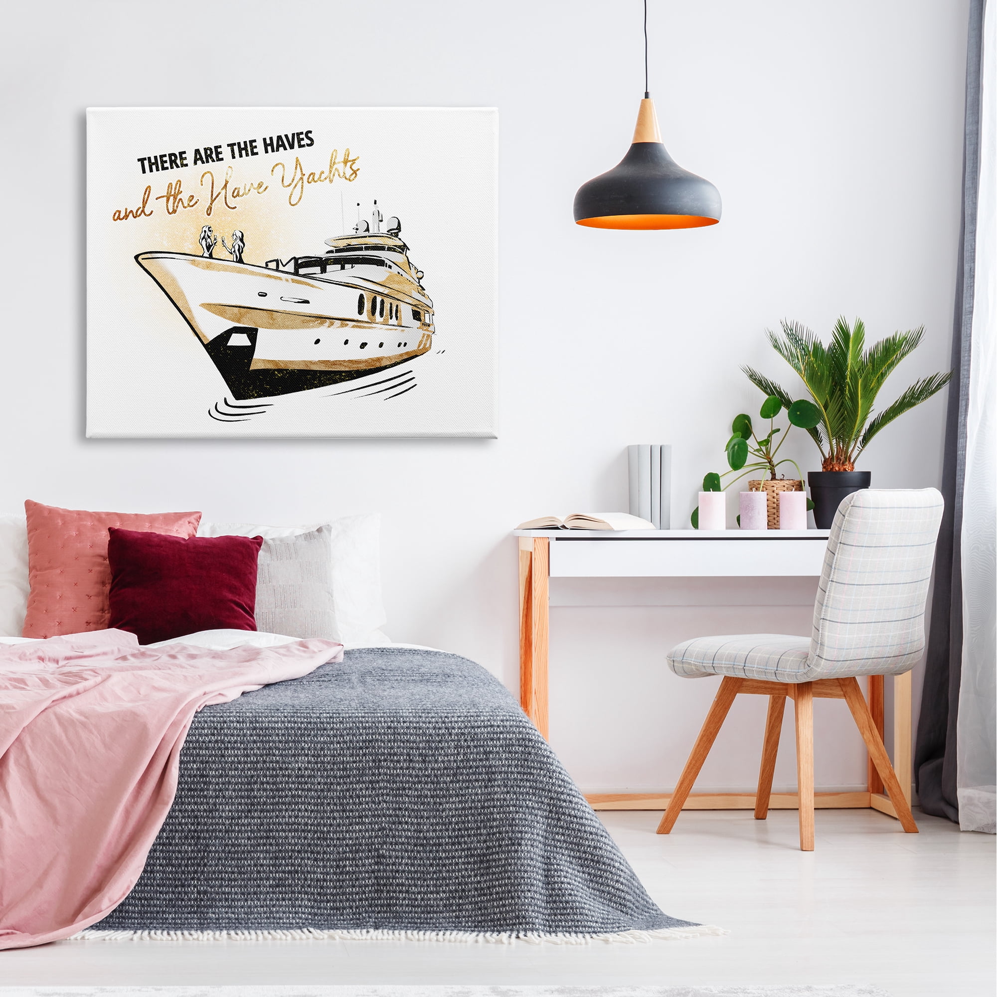 Stupell Industries Haves and Have Yachts Trendy Luxury Glam Phrase Graphic Art Gallery Wrapped Canvas Print Wall Art, Design by Ziwei Li