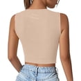 thumbnail image 5 of Karymi Womens Tops Crew Neck Sleeveless Twist Front Crop Tank Top, Solid Slim Fit Cropped Wrap Hem Vest, Stretchy Summer Casual Crop Blouse Blouses for Women Dressy Casual, 5 of 7