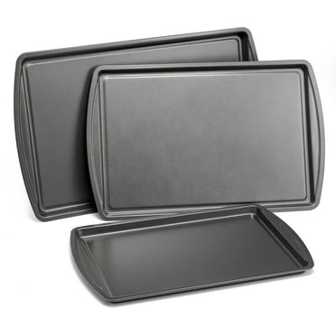 Mainstays 3PC Nonstick Cookie Set, 11.2" x 17.2", 10.2" x 15.2", 9.2" x 13.2", Gray