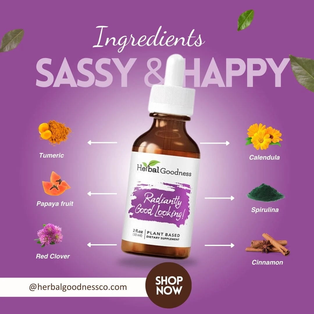 Radiantly Good Looking - Natural Skin Care, Collagen Supplement, Hair & Nail Support, Biotin, Turmeric - 2fl. oz - Herbal Goodness