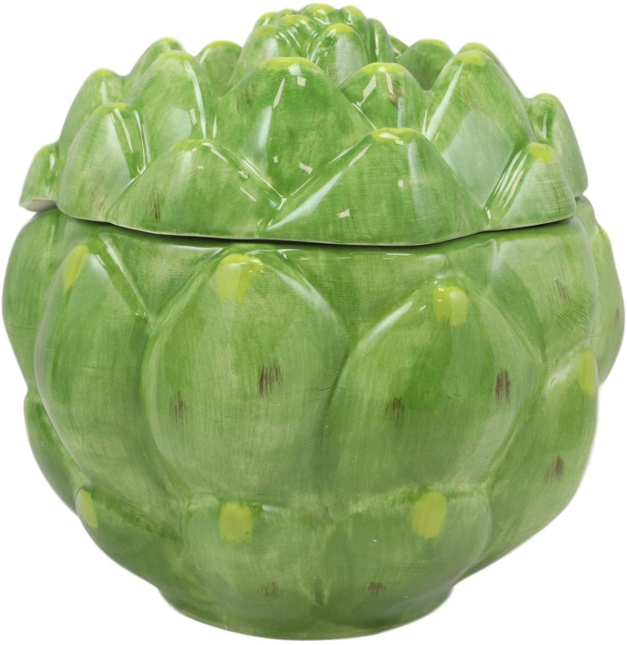 Ebros 6"Diameter Ceramic Green Artichoke Condiments Container Jar With