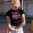 thumbnail image 2 of Nurse Bunny, Nursing Themed, Groovy Retro Wavy Text Merch Gift, Navy Blue T-Shirt, 3XL, 2 of 5
