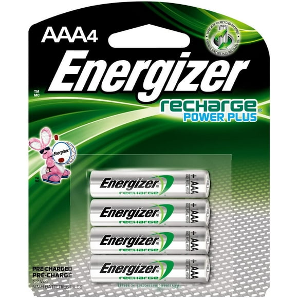 Energizer NH12BP-4 Rechargeable Nickel Métal Hydrure AAA Batterie, 4-Temps, Pack de 4