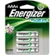 Energizer NH12BP-4 Rechargeable Nickel Métal Hydrure AAA Batterie, 4-Temps, Pack de 4 – image 1 sur 4