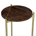 thumbnail image 4 of Brita 12 Inch Side End Table Round Mango Wood Top Triangular Iron Base Brown Brass - Saltoro Sherpi, 4 of 7