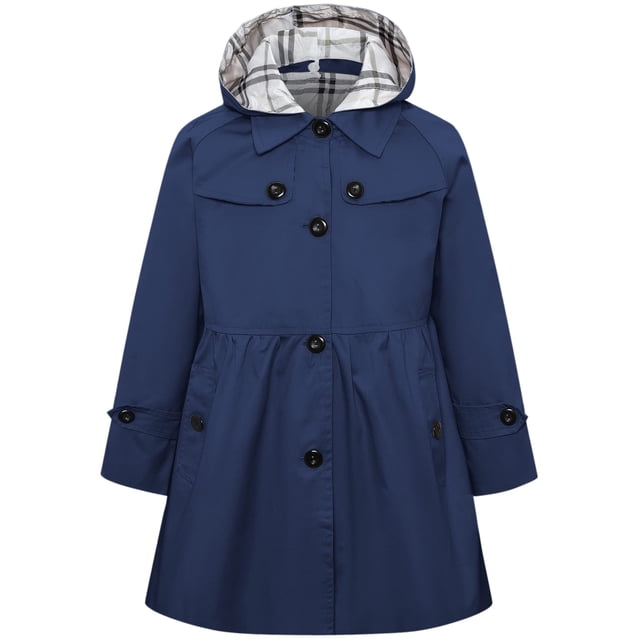 Gabardina Betusline Chaqueta cortavientos para niña 3-4T azul marino