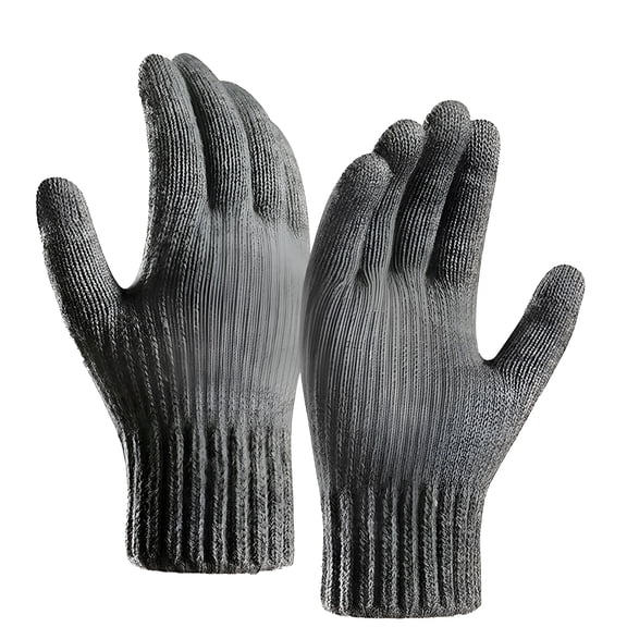 TELOLY Men'S Pure Wool Knitted Gloves with Lining Wool Liner Gloves
