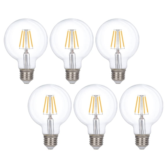 Simba Lighting LED Edison G25 Globe 6W 60W Equivalent Light Bulbs 120V E26 Base Dimmable 2700K, 6 Pack