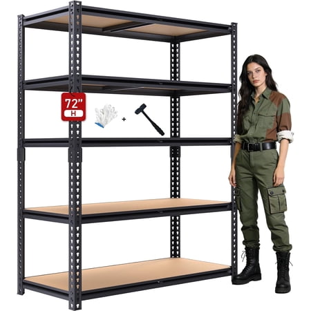 72" H Storage Shelves,Storage Shelves Heavy Duty,2400LBS Metal Shelving Units,Adjustable Garage Shelving Heavy Duty for Garage Storage,Warehouse,16"x35.5"x72