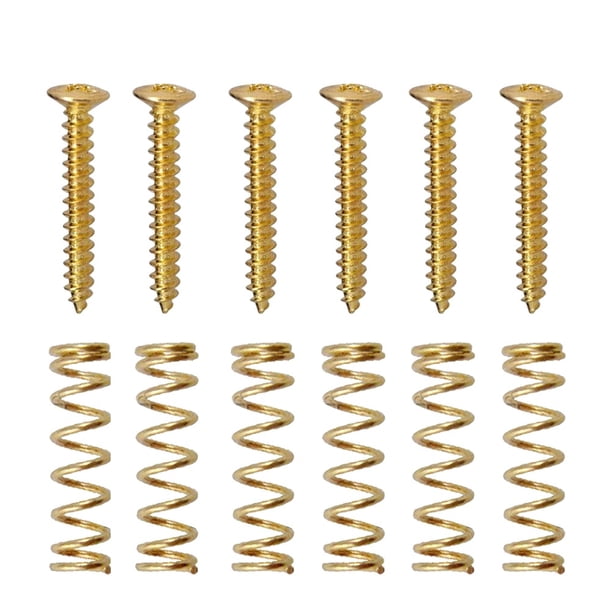 Paquete de 6 tornillos de pastilla de bobina simple para guitarra eléctrica con resortes (dorado)