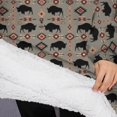 thumbnail image 3 of Oversized Wearable Blanket Hoodie,Gray Buffalo Geometric Pattern Sherpa Blanket Hoodie with Super Pockets,Super Warm Fuzzy Pullover for Women & Men, 3 of 6