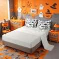 thumbnail image 3 of Homewish Gothic Halloween Skull Bat 7-Piece Twin Bedding,Rose Spider Web Print Bedding Comforter Set,White Black,Light Gray Reversible, 3 of 8