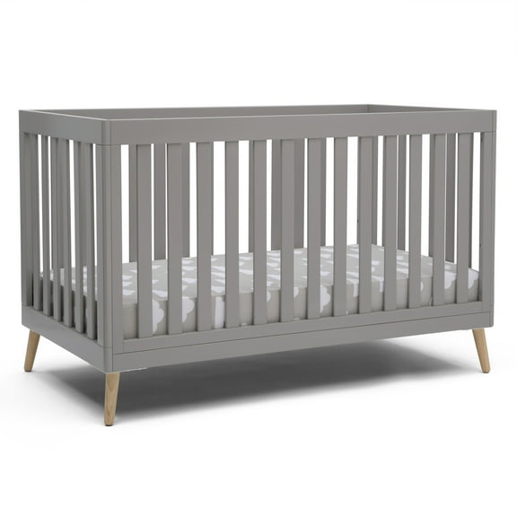 Delta Children Essex 4-in-1 Convertible Baby Crib, Grey/Natural Legs