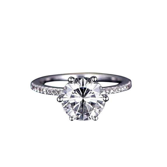 1.25 Carat Round Cut Moissanite Diamond Engagement Ring With 18K White Gold Plating, Promise Ring, Anniversary Gift