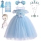 thumbnail image 2 of Ropa de Disney para niñas, vestido de princesa Elsa de Frozen, sin hombros, tul brillante, disfraz de fiesta de cumpleaños, mascarada Fivean unisex, 2 of 2