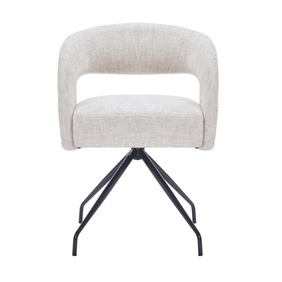 Impressions Vanity Miranda Vanity Chair with Stable Metal Base and Linen Curved Backrest (Cream Linen)